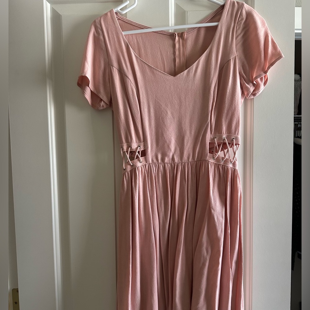 Blush pink short sleeve dress